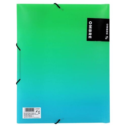 OMBRE A/4 Műanyag Gumis Mappa - Zöld és Kék Ombre Design - Gumis mappa