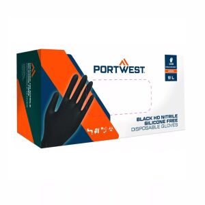 Portwest 100db 10/XL egyszerhasználatos fekete nitril kesztyű, púdermentes, A930 Orange HD 145133241 - Elsősegély