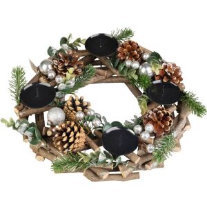 MagicHome karácsonyi koszorú, fa, 30 x 30 x 7 cm, ezüst, adventi kivitel 145133567 - Koszorú