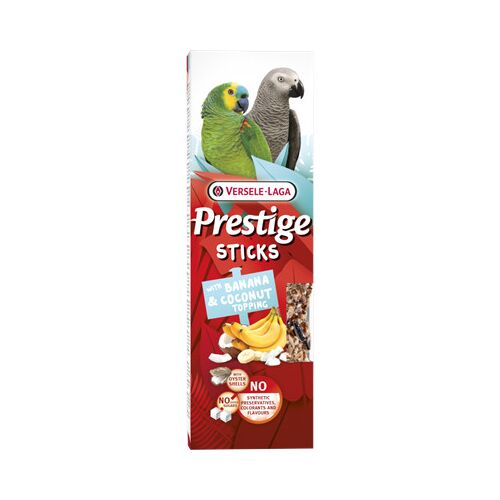 Versele Laga Prestige Sticks Dupla Rúd (banán, kókuszreszelék) | Kiegészítő eledel nagypapagájoknak – (2 db) 140 g 145135003