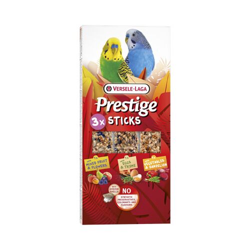 Versele Laga Prestige Sticks Tripla Rúd (gyümölcs, zöldség, virág, kakukkfű, tojás) | Kiegészítő eledel hullámos papagájoknak – (3 db) 90 g