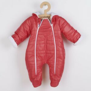 Téli kezeslábas kapucnival és fülekkel New Baby Pumi red raspberry 145135771 - Divat & Öltözködés