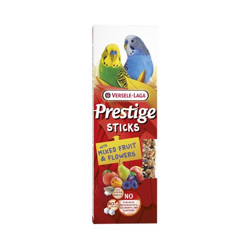 Versele Laga Prestige Sticks Dupla Rúd (gyümölcs, búzavirág) | Kiegészítő eledel hullámos papagájoknak – (2 db) 60 g