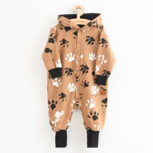 Baba pamut kezeslábas kapucnival fülekkel New Baby mancsát mustárszín 145137123 - Baba & Gyerek divat