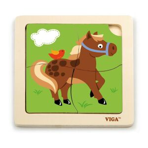 Fa képes kirakó puzzle Viga 4 db lovacska 145138019 - Baba puzzle