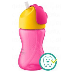 Bájos itató pohár hajlékony szívószállal Avent 300 ml rózsaszin 145138088 - Itatópohár, pohár