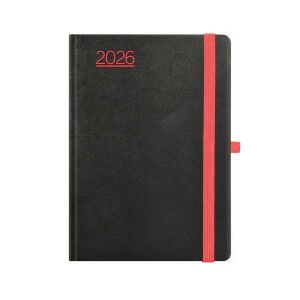 Kalendart Nero 2026 N021 A5 napi beosztású fekete-piros határidőnapló 145142601 - Naptár