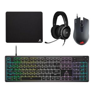 Corsair CH-9226F65-NA 4in1 vezetékes fekete gamer billentyűzet + egér + fejhallgató + egérpad 145143145 - Billentyűzet