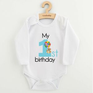 Baba body nyomtatással New Baby My first birthday blue 145143666 - Divat & Öltözködés