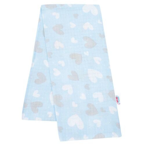 Pamut pelenka nyomtatott mintával New Baby kék szívecskék 145144129