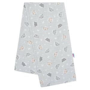 Pamut pelenka nyomtatott mintával New Baby szürke kis maci 145145075 - Textil pelenka