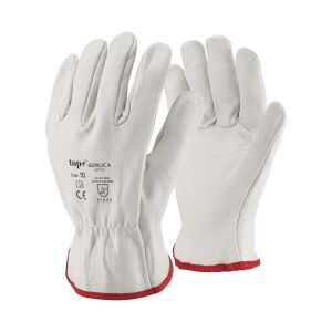 Védőkesztyű A minőség kecskebőr gumírozott mandzsetta TOP GORUC-A, fehér/prios, 11 145150201 - Munkavédelmi kesztyű