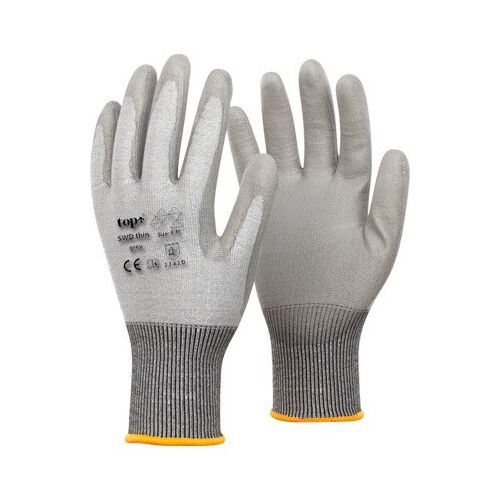 Kesztyű PU mártott polietilén acélszálakkal erősítve TOP SWD THIN, szürke, 7 145150708