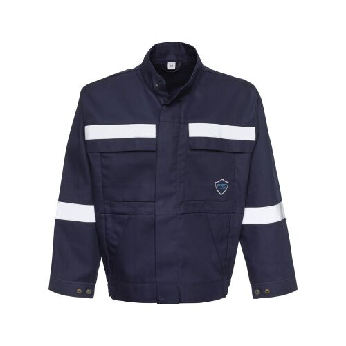 TOP PRO FLAME RF-J navy lángálló munkakabát elölnézet fényvisszaverő csíkokkal - Munkakabát