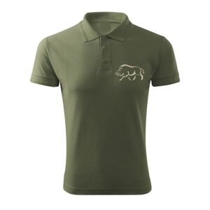 Vadász póló (vaddisznó hímzéssel) galléros TOP, khaki, XL 145150988 - Férfi póló