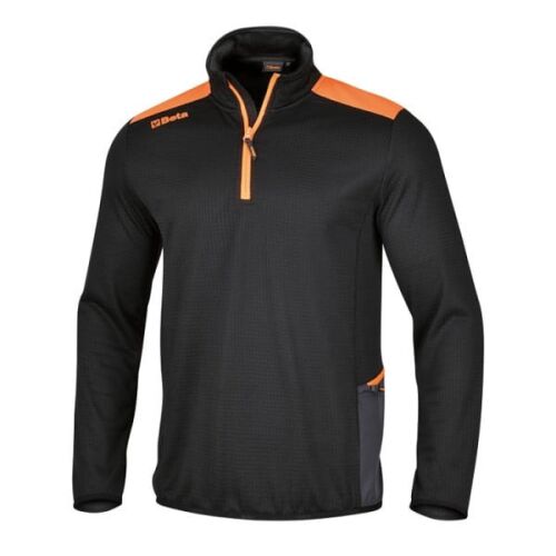 7563N XS Rácsos mikropolár pulóver rövid cipzárral, fekete 145151026