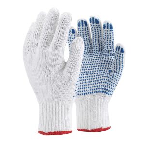 Kesztyű kötött PVC pöttyözéssel pamut/poliészter TOP COPE4, fehér/kék, 10 145151793 - Munkavédelmi kesztyű