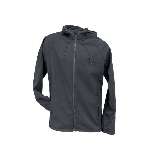 Urgent 930 Fekete Softshell Kabát Kapucnival, Szögletes Nézet - Urgent