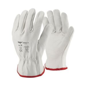 Védőkesztyű A minőség kecskebőr gumírozott mandzsetta TOP GORUC-A, fehér/prios, 10 145152193 - Munkavédelmi kesztyű