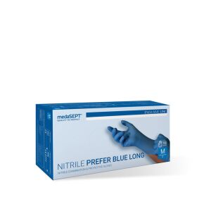 MS Nitrile Prefer Long egyszerhasználatos hosszított kesztyű - kék 145152275 - Elsősegély