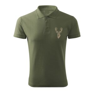 Vadász póló (szarvas hímzéssel) galléros TOP, khaki, XL 145153916 - Férfi póló
