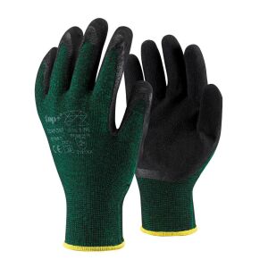 Védőkesztyű latex mártott poliészter TOP COMFORT, fekete/zöld, XXL 145154310 - Munkavédelmi kesztyű