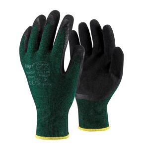 Védőkesztyű latex mártott poliészter TOP COMFORT, fekete/zöld, S 145154312 - Munkavédelmi kesztyű