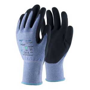 Védőkesztyű TOP RCL001 PE+spandex, habosított érdesített latex mártás, kék/fekete, 9 145154872 - Munkavédelmi kesztyű