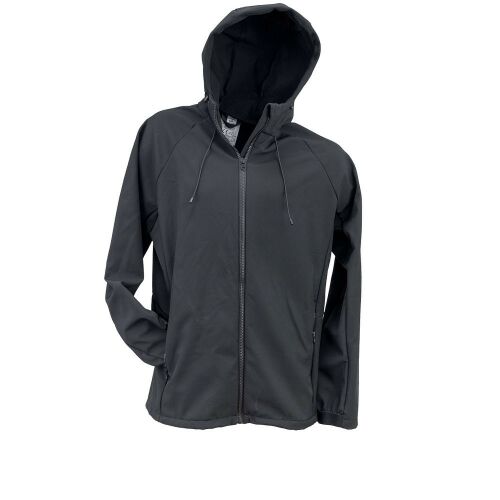 Urgent 930 fekete softshell kapucnis pulóver, elölnézet - Urgent
