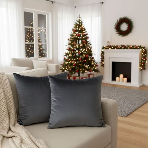 Szürke bársony díszpárna - betéttel - 2 db szett - 45x45 cm 147208784