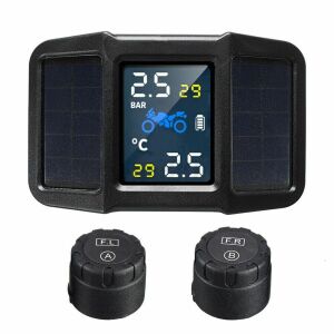Sistem de monitorizare in timp real a presiunii din anvelope wireless pentru motociclete cu 2 senzori externi Ventlex®, TPMS, Afisare temperatura, Incarcare Solara, Display HD LCD 6.5, Waterproof, Fara fir, Negru 145223842 - Electronica auto