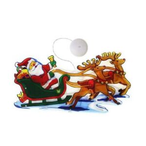 Aigostar LED Santa Claus na saniach s oknom so sobmi a vianočnou ozdobou na stromček, 10 LED diód, na batérie, teplá biela 20 cm 145156853 - Vianoce