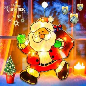 Aigostar Mávajúci Santa Claus s oblúkovým oknom a vianočnou ozdobou na stromček, 10 LED diód, na batérie, teplá biela 20 cm 145156874 - Vianoce