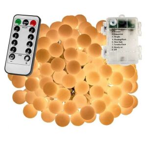 Dekoratívne LED svetelné reťaze Aigostar na batérie, reťaz s guľôčkovým osvetlením, vianočná svetelná reťaz 5 metrov, 50 LED diód, teplá biela 145156959 - Vianoce