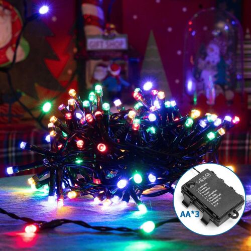 Ghirlandă luminoasă de Crăciun cu baterii Aigostar, 30 m, 300 LED-uri, colorată, 8 programe 145156941