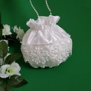 ESKÜVŐ MSZ14 - Hófehér, Csipkés, szatén menyasszonyi szütyő, kistáska 145157648 - Lovaskate