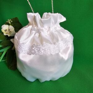 ESKÜVŐ MSZ25 - Menyasszonyi szütyő, tatyó csipkés fehér szatén kistáska 145157768 - Lovaskate