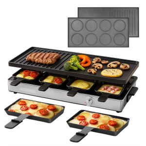 Grill és raclette főzőlap, Gastroback, 1700 W, 8 személyes, fekete