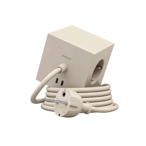 Kocka alakú hosszabbító kábel, AVOLT, Square 1, 3 aljzat, 2xUSB-C, 1,8 méter, krémszínű 145157867