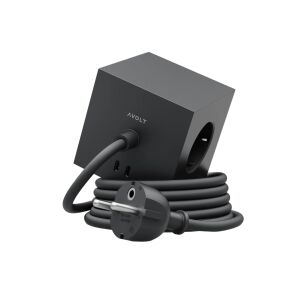 Kocka alakú hosszabbító kábel, AVOLT, Square 1, 3 aljzat, 2xUSB-C, 3 méter, fekete