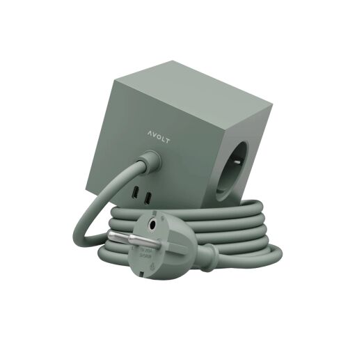 Kocka alakú hosszabbító kábel, AVOLT, Square 1, 3 aljzat, 2xUSB-C, 3 méter, sage 145158042