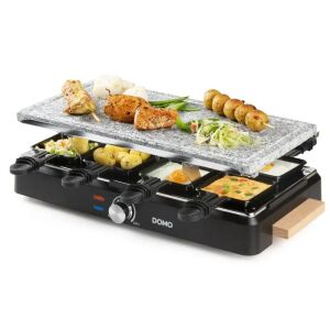 2 az 1-ben grill és raclette főzőlap, DOMO, kő, 1400 W, fekete
