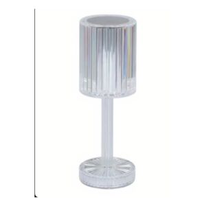Lampa de masa cu LED model cristal, cu acumulator, incarcare USB si telecomanda, 24 cm