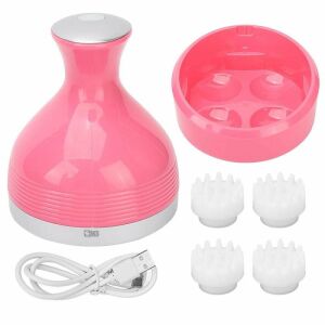 SIKS intelligens elektromos fejbőrmasszírozó, fej masszázs, fejbőr ellazítására és stressz csökkentésére, 4 szilikon fej, USB töltés, vezeték nélküli, állvány, 2 sebesség, 2 üzemmód, vízálló, 145165867 - Rehabilitációs segédeszköz