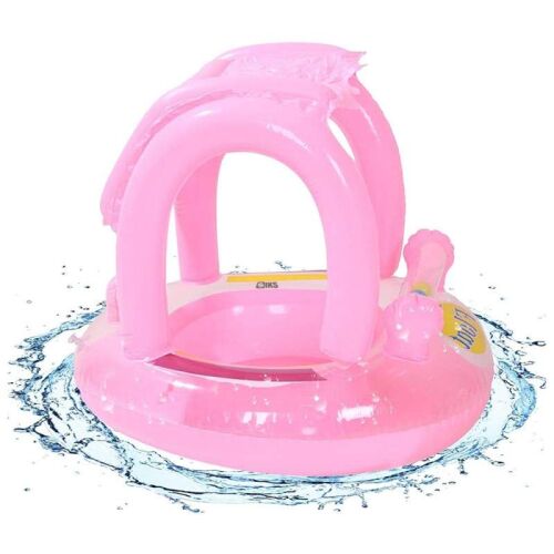 SIKS felfújható bébimedence tetővel, borulásgátló funkcióval, gyűrűs medence napellenzővel, méretek 62 cm átmérő x 66 cm magasság, rózsaszín