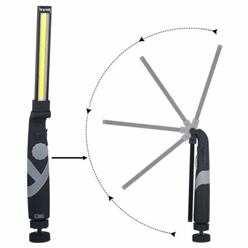 SIKS hordozható, elemes COB LED munkalámpa, autószerelők számára, irodába, otthonra, 360 fokban forgatható, hordozható, mágneses talppal, USB töltés, fekete 145166127