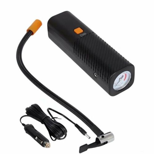 SIKS hordozható autós kompresszor, manométer funkcióval, ideális szivattyú autó kerekekhez, kerékpárhoz, motorkerékpárhoz, labdához, tartozékokkal, kompakt, fekete