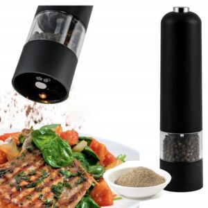 Elektromos daráló, só- és bors mechanizmussal, rozsdamentes acél, méret - 23 cm, könnyen tisztítható, fekete