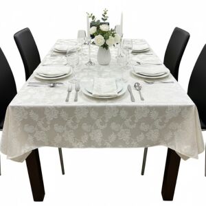 Față de masă 180x140cm dreptunghiulară impermeabilă cu 6 șervetele 40x40cm Koken, 100% Bumbac, Reutilizabila, Fara decolorare, Usor de curatat, Potrivit pentru bucatarie, sufragerie, Alb 145168039 - Fețe de masă