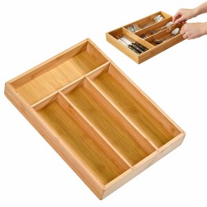 Suport tacamuri, ustensile de Bucatarie Koken, 4 compartimente, organizator multifunctional pentru sertar, Spatios, material durabil, usor de curatat, compact,  design modern,  33x25x 4,3 cm, 145168105 - Depozitare și organizare